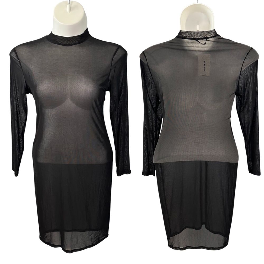 Bloomchic Black Mesh Cover-Up Dress, 12, L, Large, Bloom Chic Cover Up